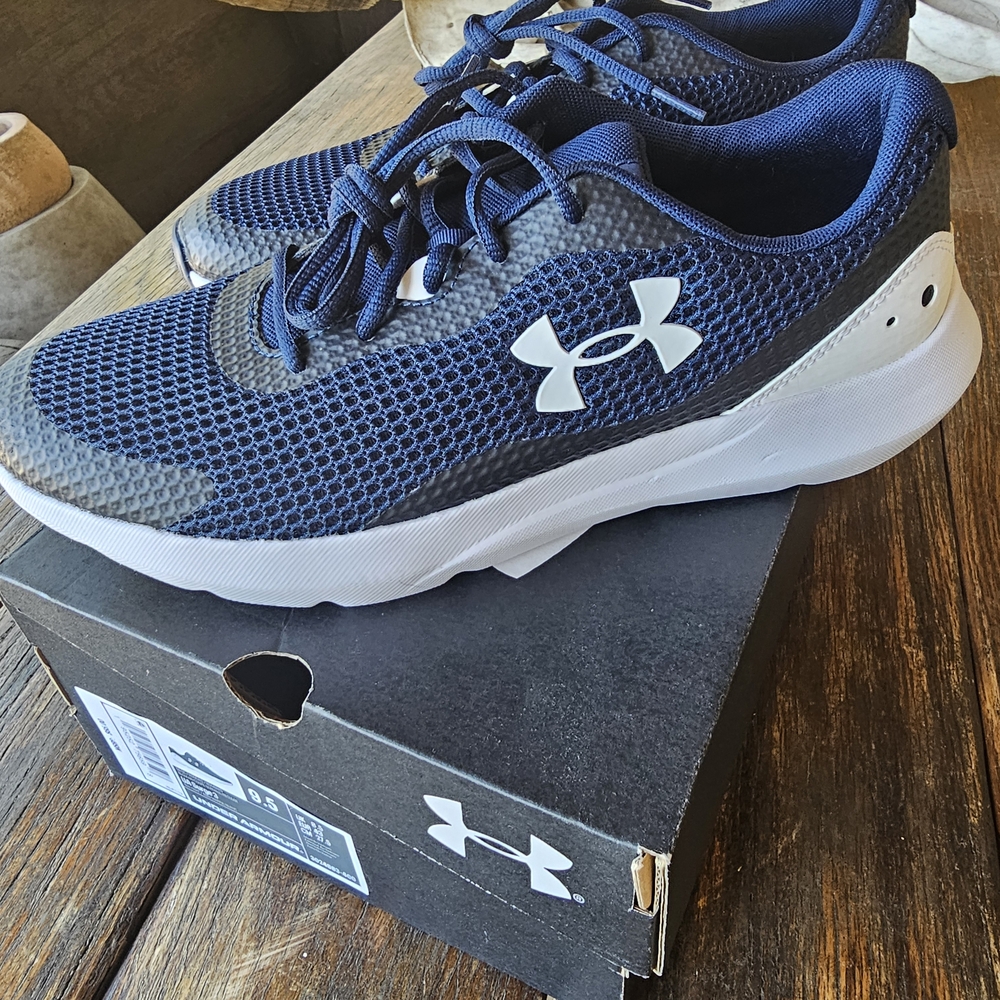 Under Armour Dark Blue and White Athletic Shoes